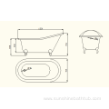 Small Deep Popular 60 Slipper Clawfoot Iron Bathtub